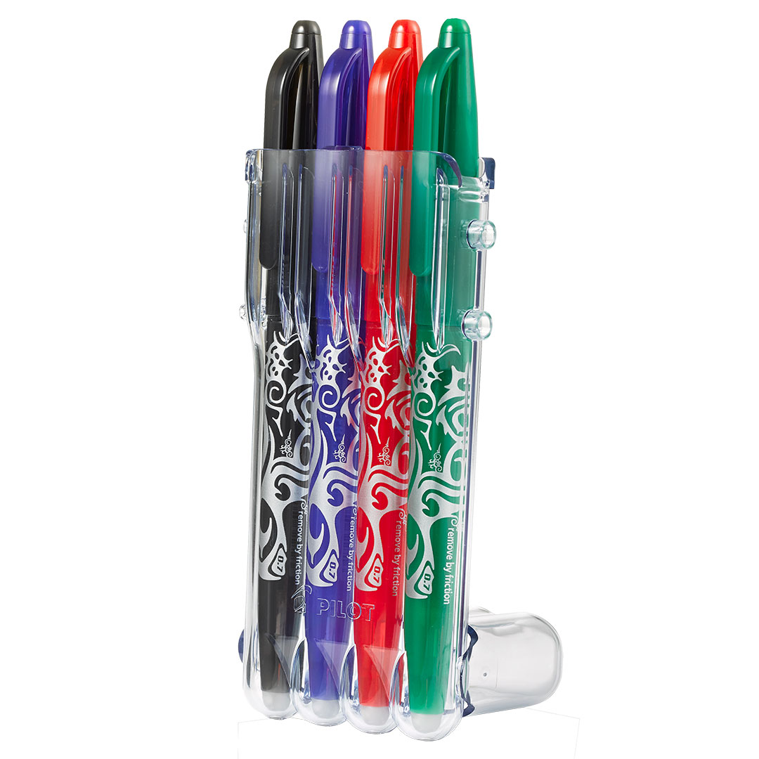Pilot - 12 FriXion Ball Stick - uitwisbare gelinkt - 4 blauw, 4 zwart